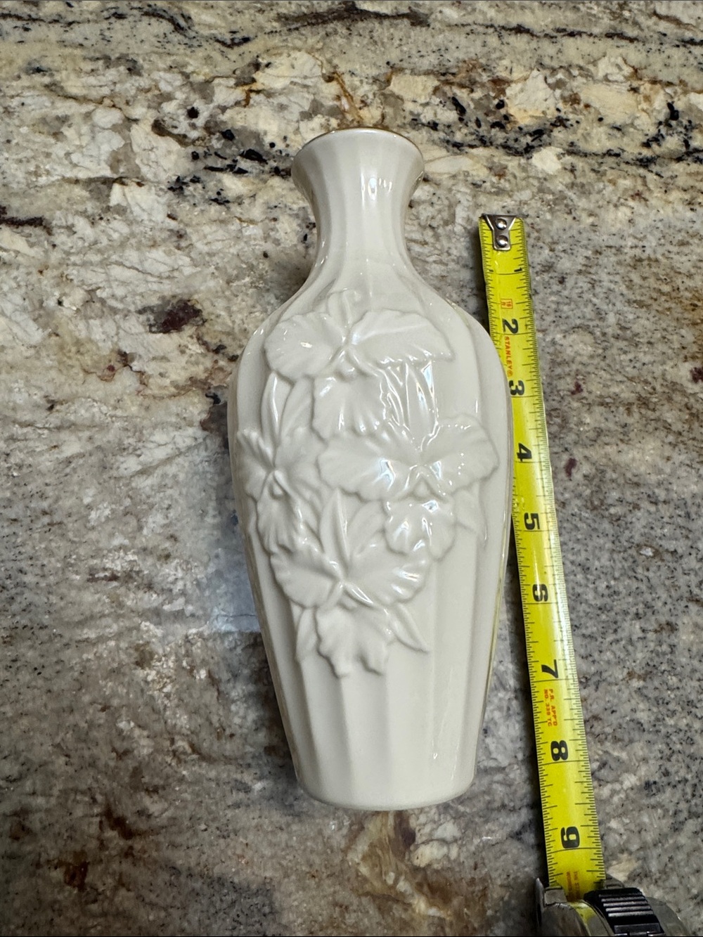 Lenox Embossed Floral Cream Ceramic Bud Vase